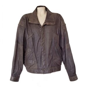 Mirage Vintage Brown Distressed Leather Jacket Aviator Bomber 90s XL